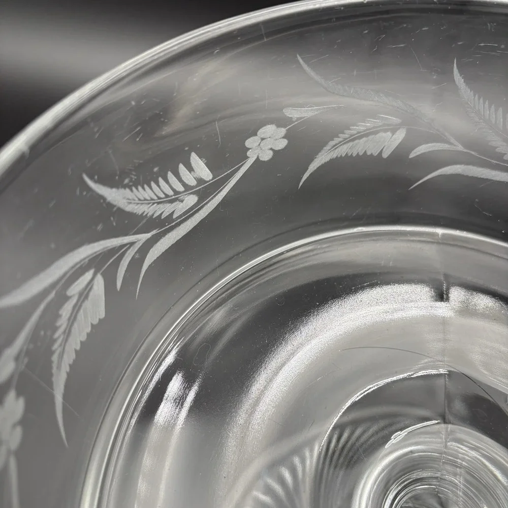 Riverside Glass Compote Thumbprint Band‎ Clear EAPG Antique